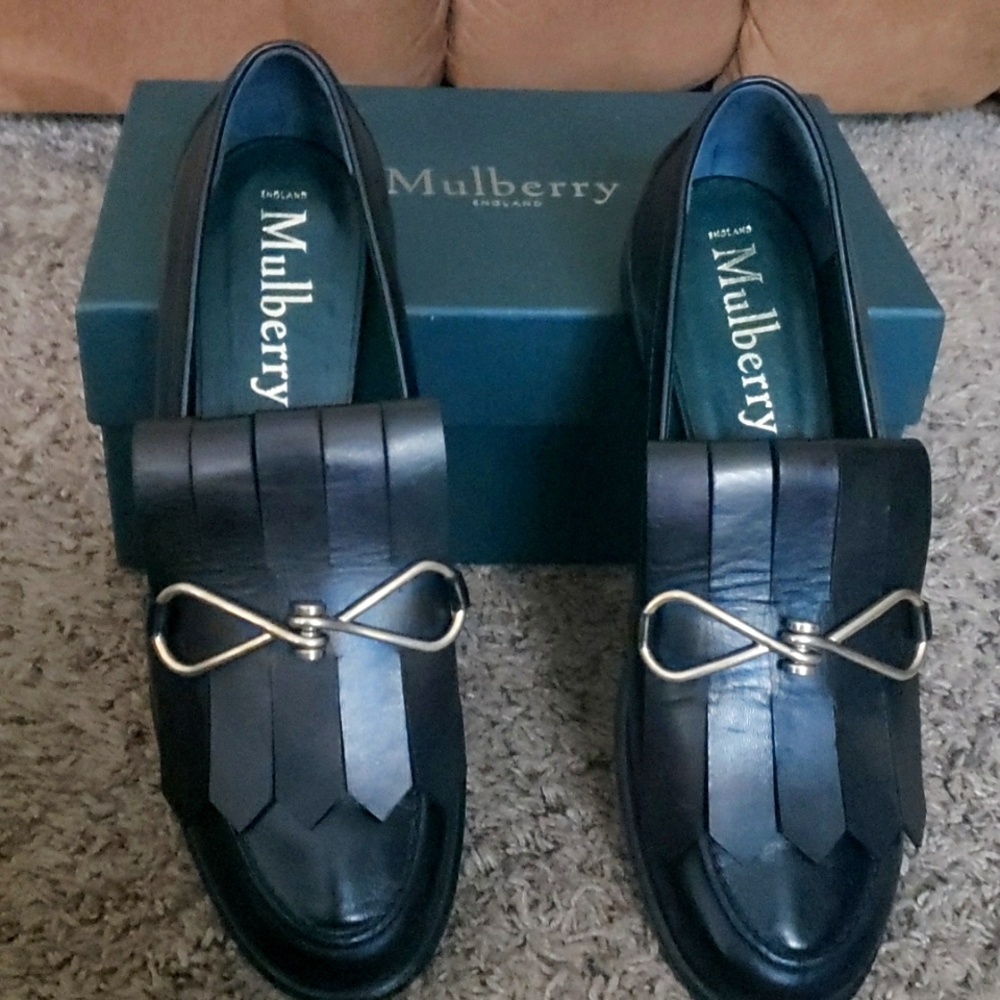 Women's Mulberry fringed loafers in black